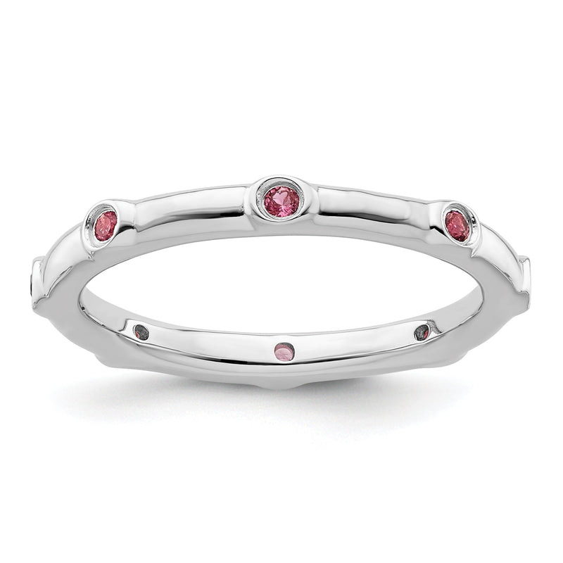 Sterlingsilber Stapelbar Expressions Rosa Turmalin Ring