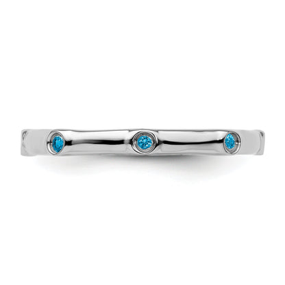 Sterlingsilber Stapelbar Expressions Blautopas Ring