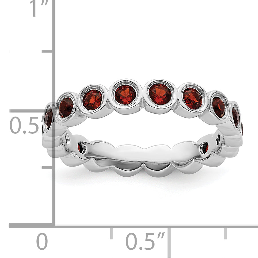 Sterlingsilber Stapelbar Expressions Granat Ring