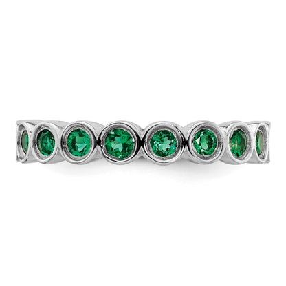 Sterlingsilber Stapelbar Expressions Erzeugt Smaragd Ring