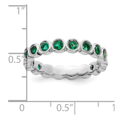 Sterlingsilber Stapelbar Expressions Erzeugt Smaragd Ring