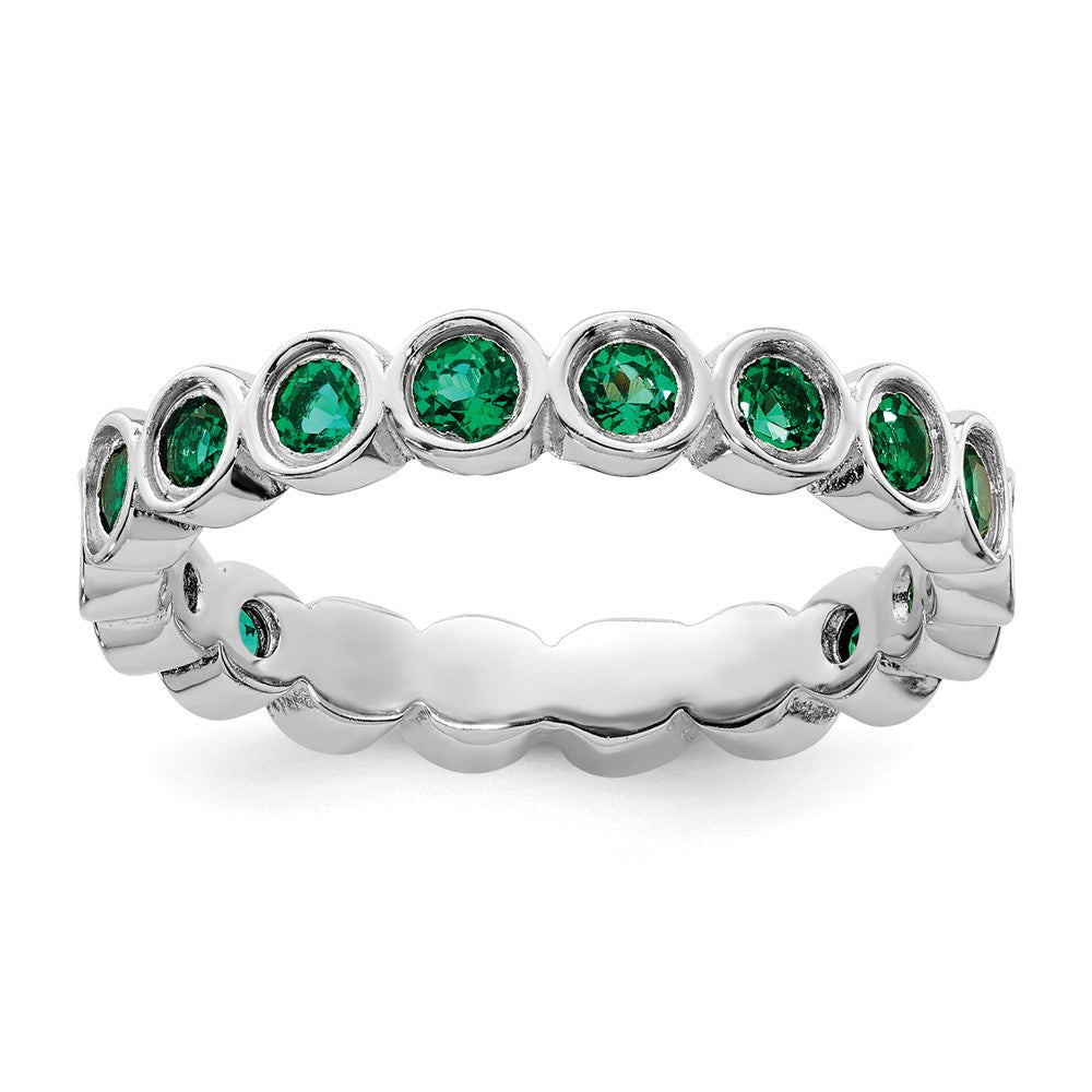 Sterlingsilber Stapelbar Expressions Erzeugt Smaragd Ring