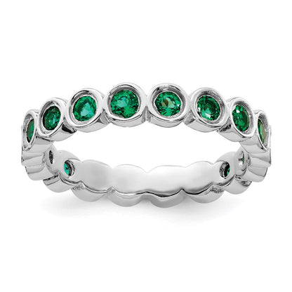 Sterlingsilber Stapelbar Expressions Erzeugt Smaragd Ring