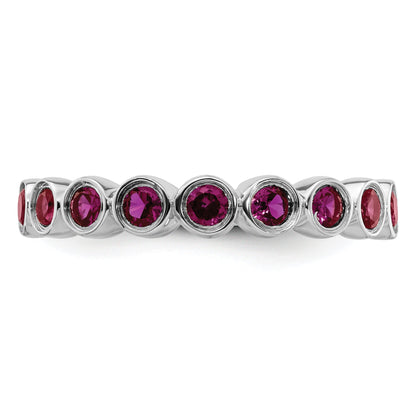 Sterlingsilber Stapelbar Expressions Erzeugt Rubin Ring