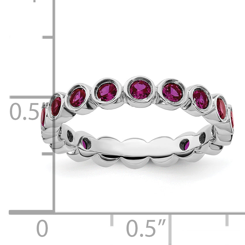Sterlingsilber Stapelbar Expressions Erzeugt Rubin Ring