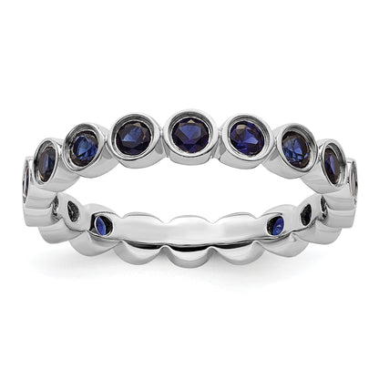 Sterlingsilber Stapelbar Expressions Erzeugt Saphir Ring