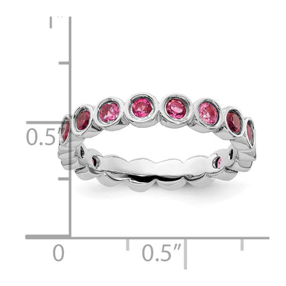 Sterlingsilber Stapelbar Expressions Rosa Turmalin Ring