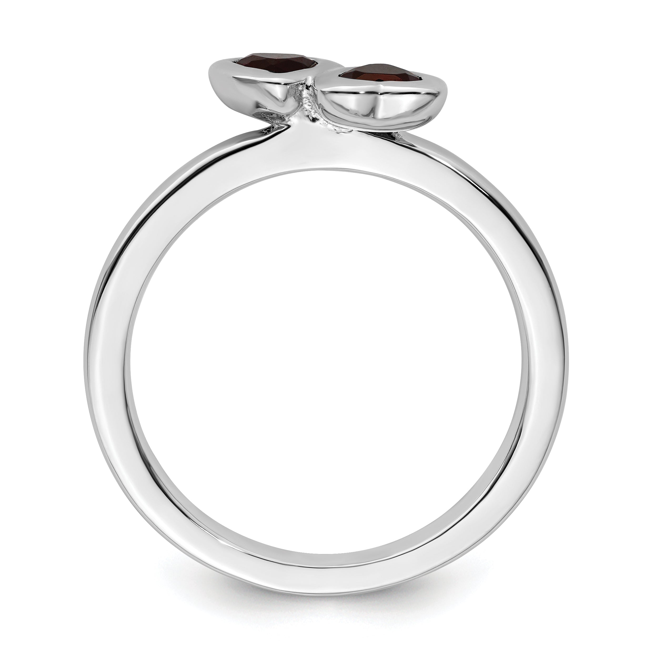 Sterlingsilber Stapelbar Expressions Granat Doppelt Herz Ring