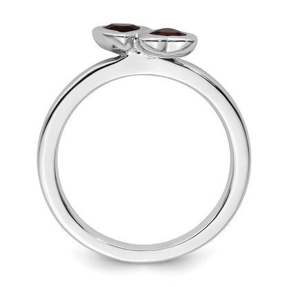 Sterlingsilber Stapelbar Expressions Granat Doppelt Herz Ring