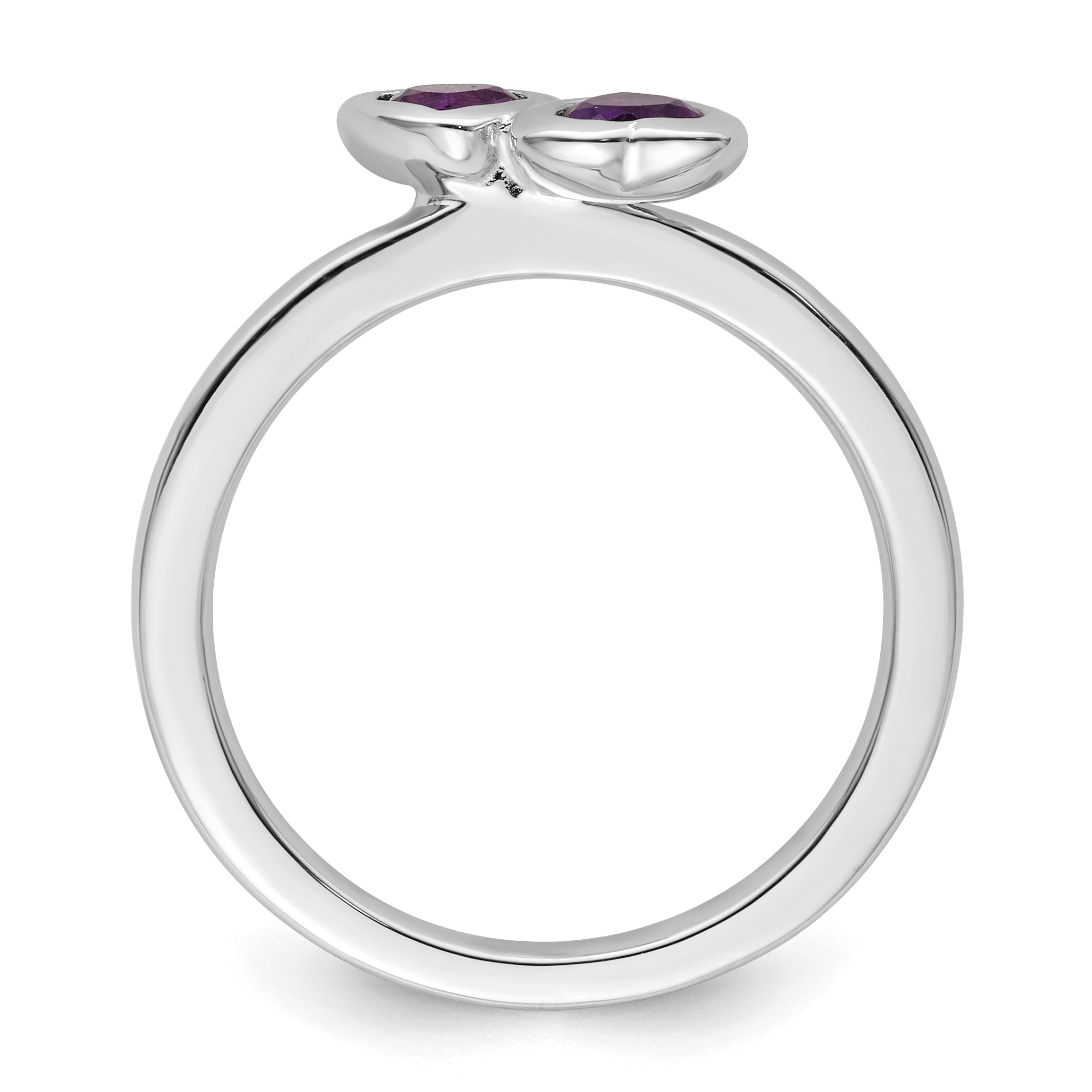Sterlingsilber Stapelbar Expressions Amethyst Doppelt Herz Ring