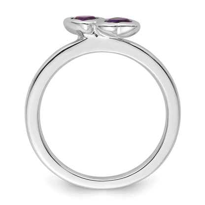 Sterlingsilber Stapelbar Expressions Amethyst Doppelt Herz Ring