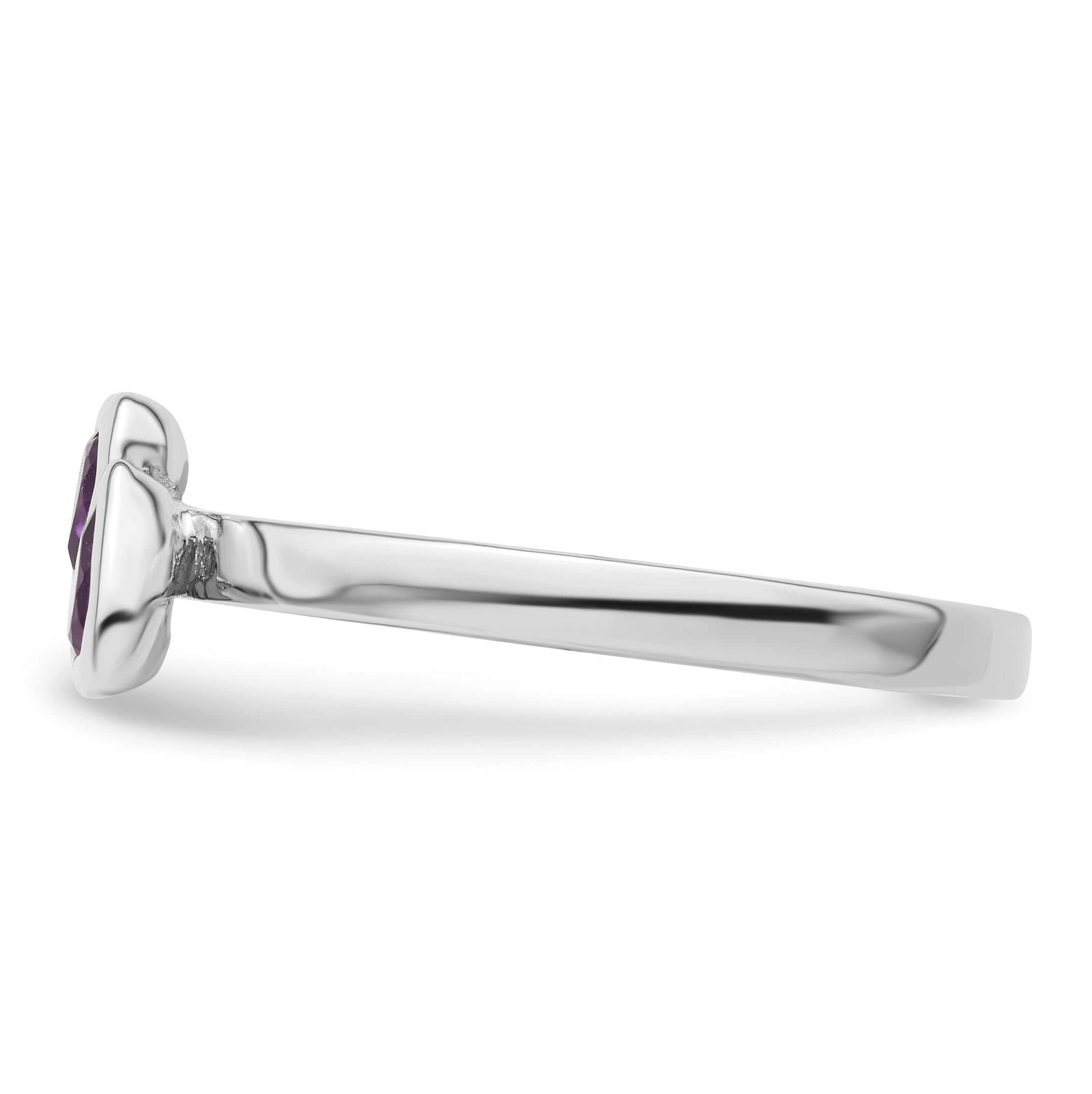 Sterlingsilber Stapelbar Expressions Amethyst Doppelt Herz Ring