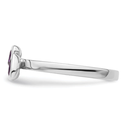 Sterlingsilber Stapelbar Expressions Amethyst Doppelt Herz Ring