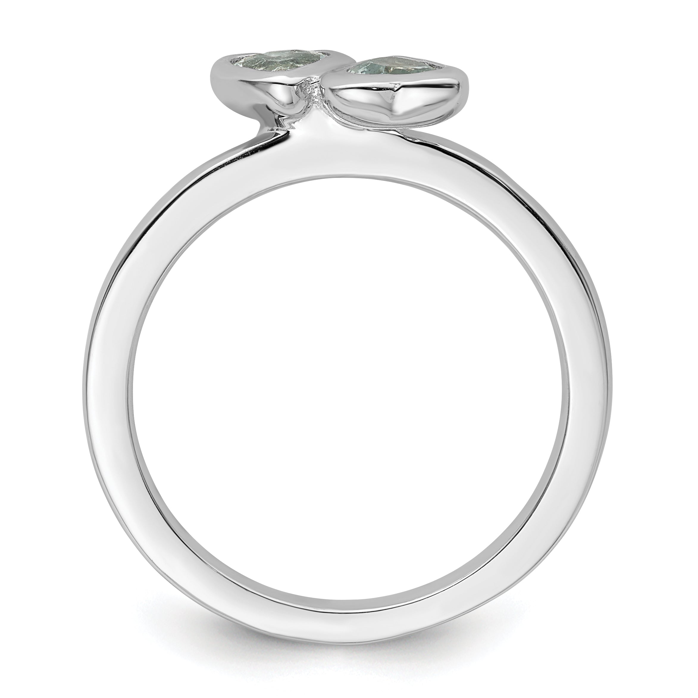 Sterlingsilber Stapelbar Expressions Aquamarin Doppelt Herz Ring