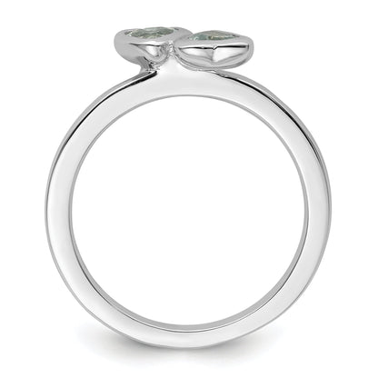 Sterlingsilber Stapelbar Expressions Aquamarin Doppelt Herz Ring