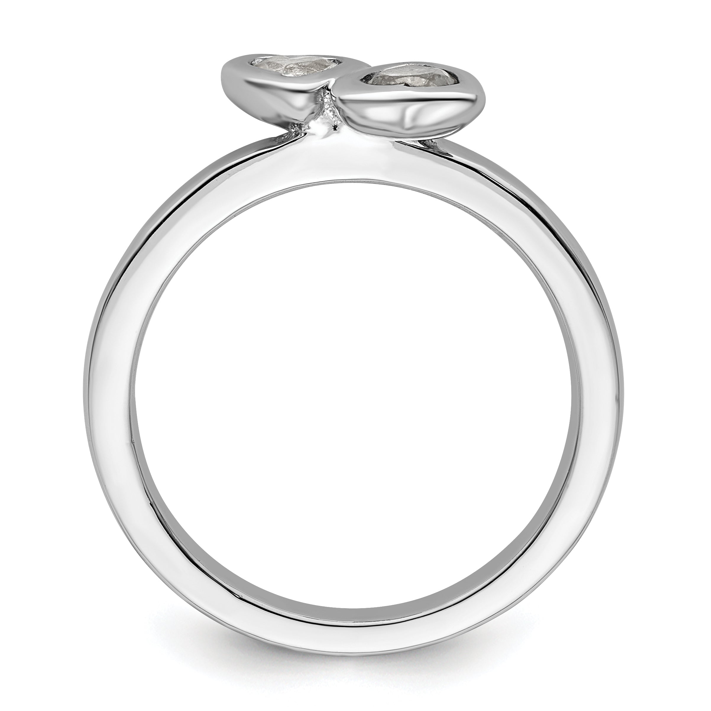 Sterlingsilber Stapelbar Expressions Weiß Topas Doppelt Herz Ring