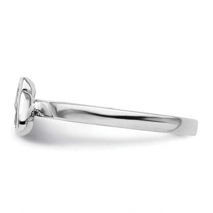 Sterlingsilber Stapelbar Expressions Weiß Topas Doppelt Herz Ring