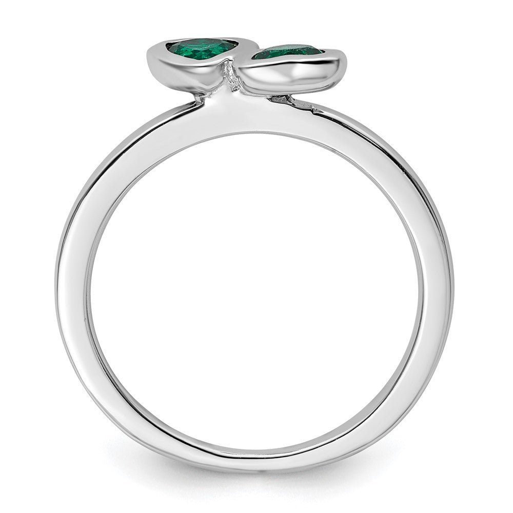 Sterlingsilber Stapelbar Expressions Cr. Smaragd Doppelt Herz Ring