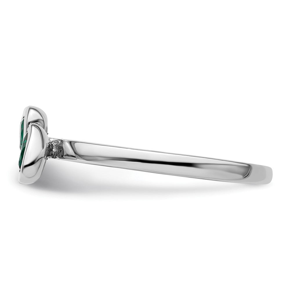 Sterlingsilber Stapelbar Expressions Cr. Smaragd Doppelt Herz Ring