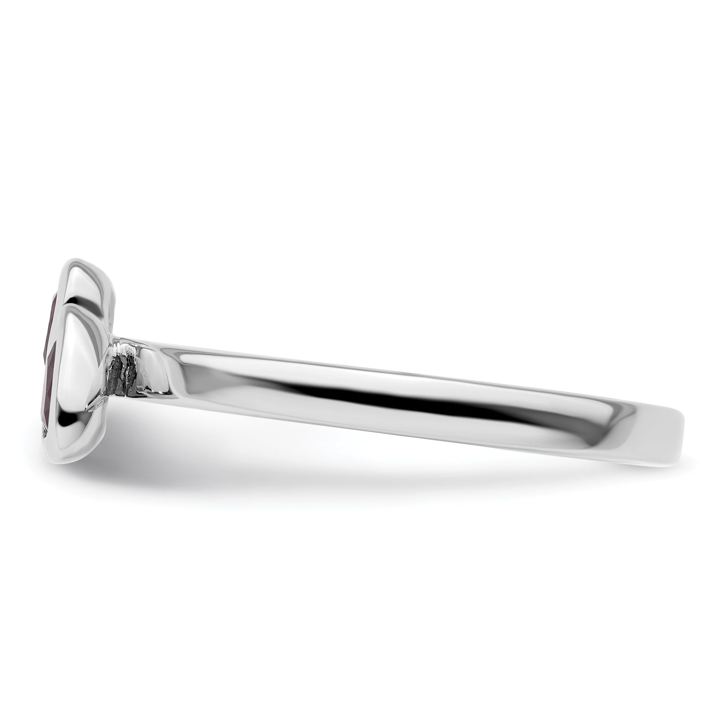 Sterlingsilber Stapelbar Expressions Rhodolith Granat Doppelt Herz Ring