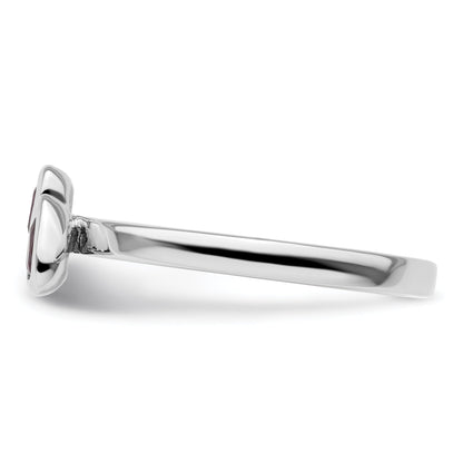 Sterlingsilber Stapelbar Expressions Rhodolith Granat Doppelt Herz Ring