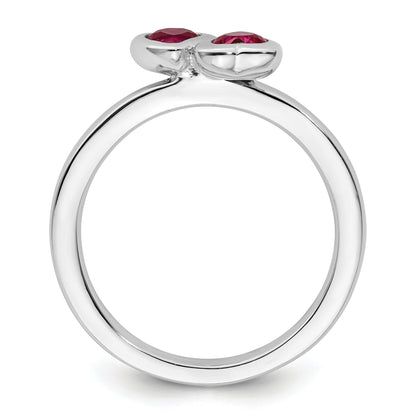 Sterlingsilber Stapelbar Expressions Cr. Rubin Doppelt Herz Ring