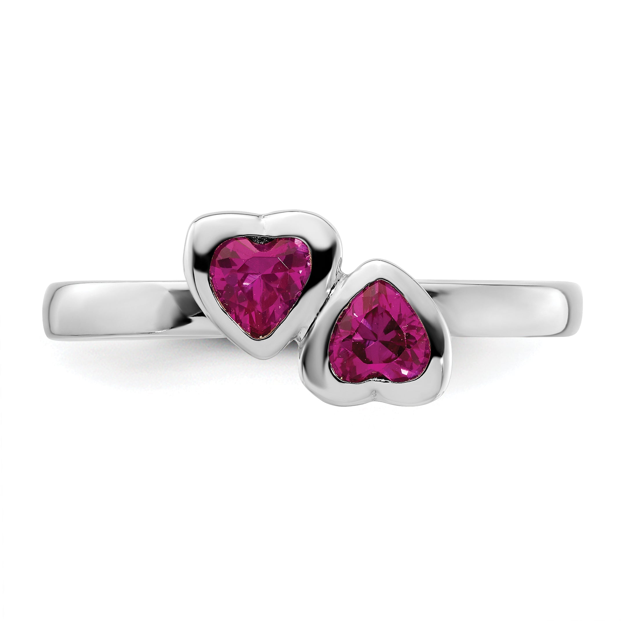 Sterlingsilber Stapelbar Expressions Cr. Rubin Doppelt Herz Ring