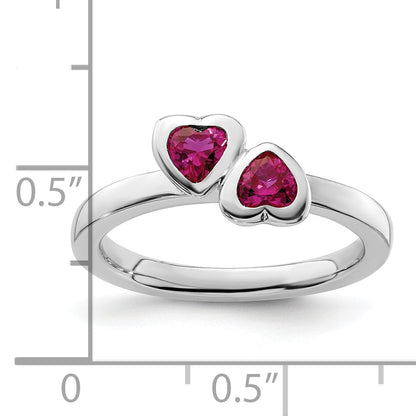 Sterlingsilber Stapelbar Expressions Cr. Rubin Doppelt Herz Ring