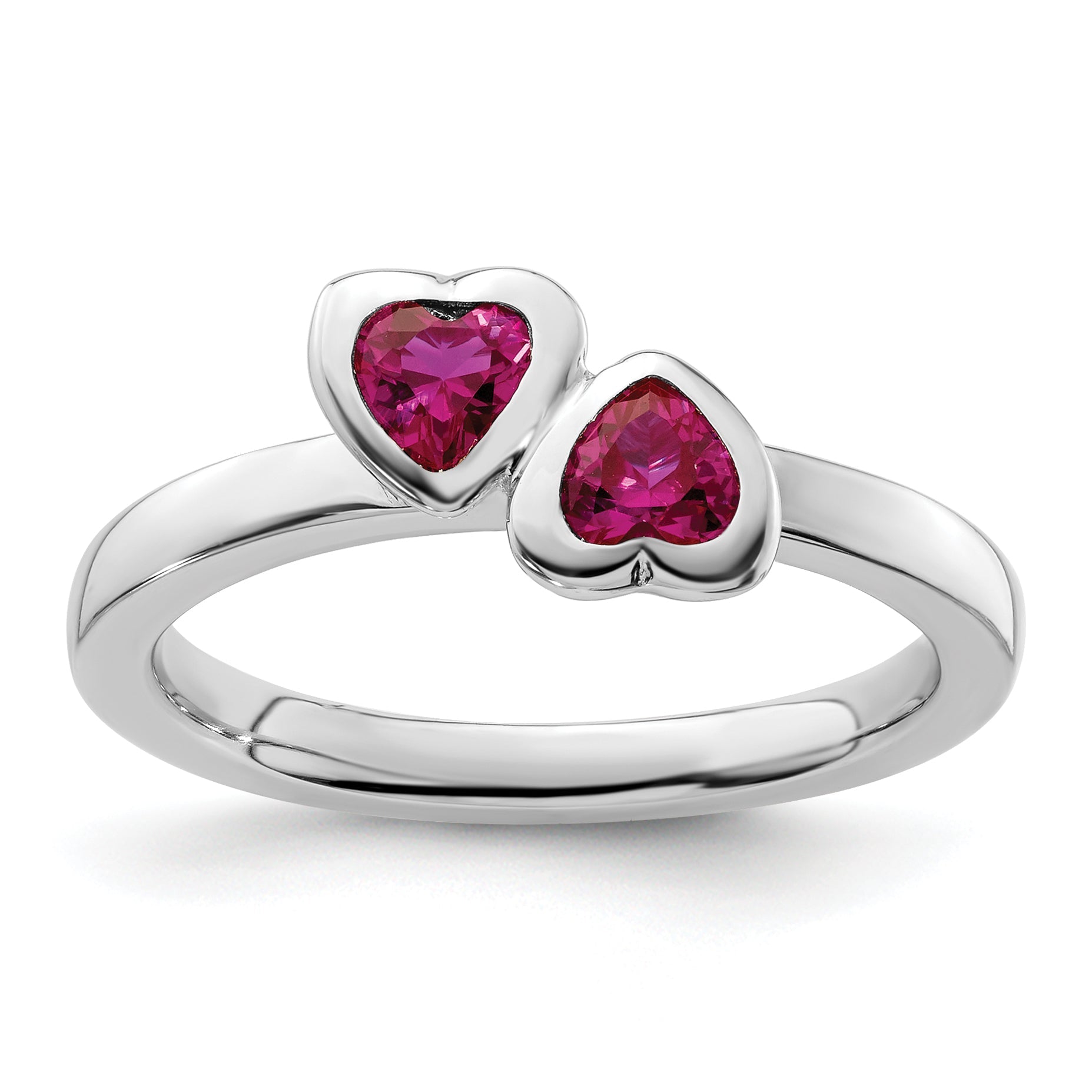 Sterlingsilber Stapelbar Expressions Cr. Rubin Doppelt Herz Ring