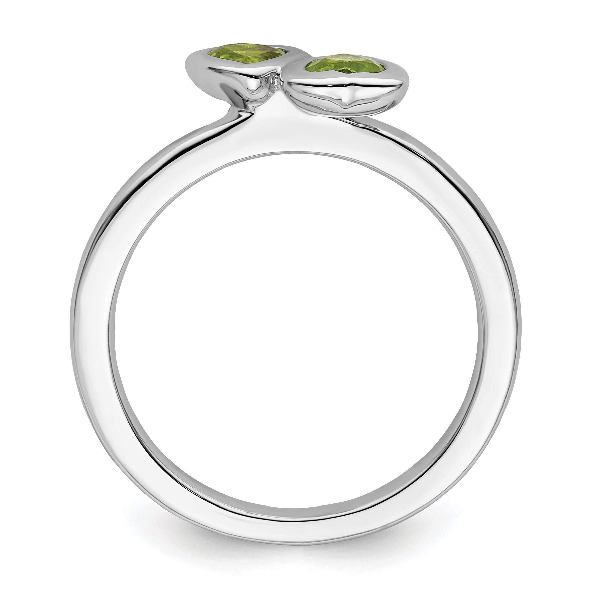 Sterlingsilber Stapelbar Expressions Peridot Doppelt Herz Ring