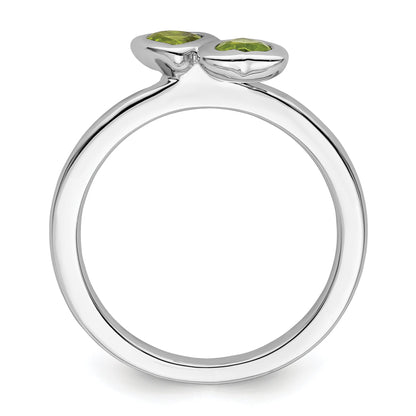 Sterlingsilber Stapelbar Expressions Peridot Doppelt Herz Ring