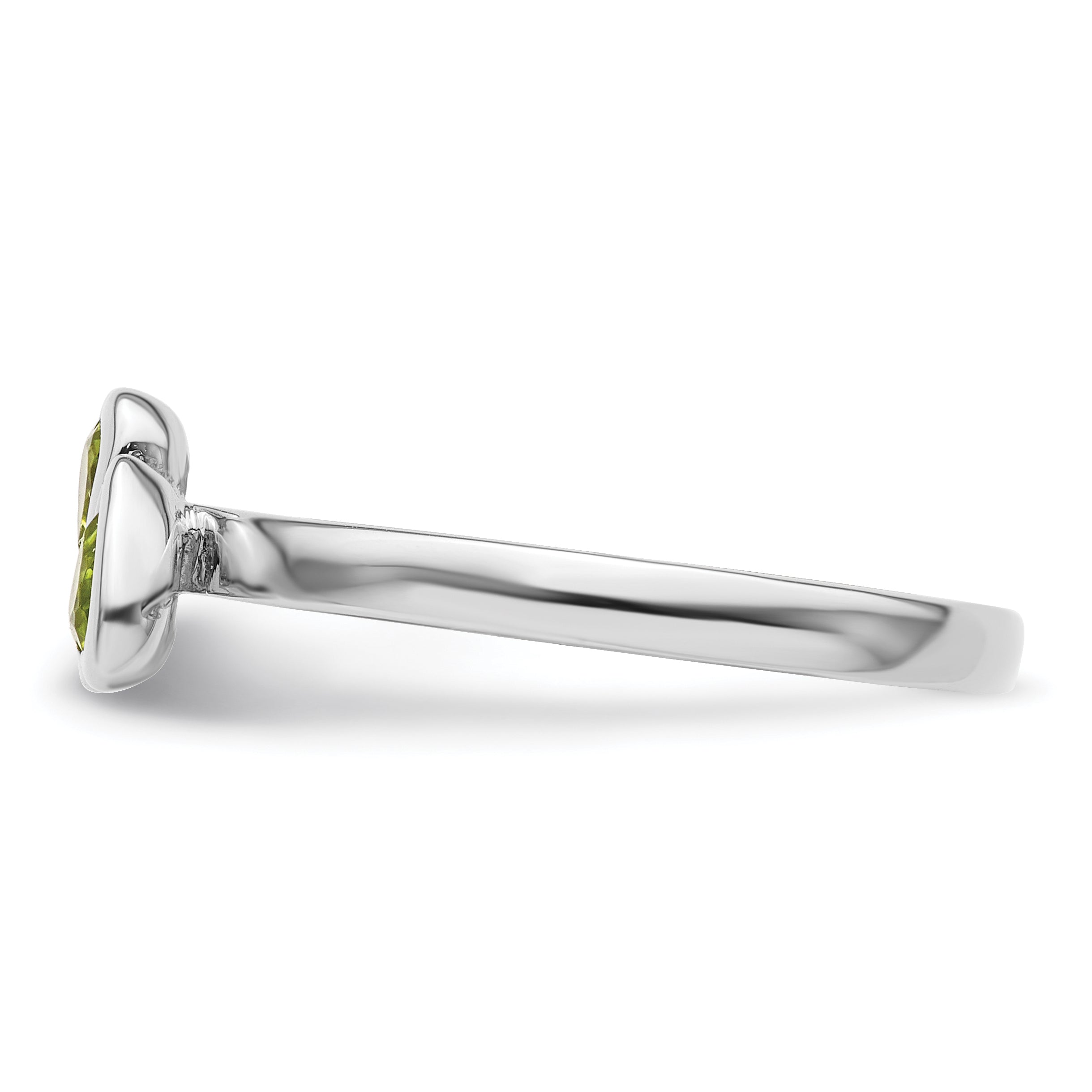 Sterlingsilber Stapelbar Expressions Peridot Doppelt Herz Ring