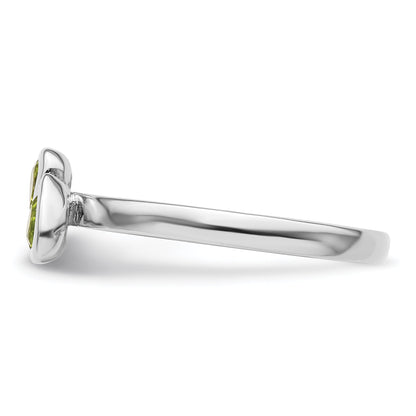 Sterlingsilber Stapelbar Expressions Peridot Doppelt Herz Ring