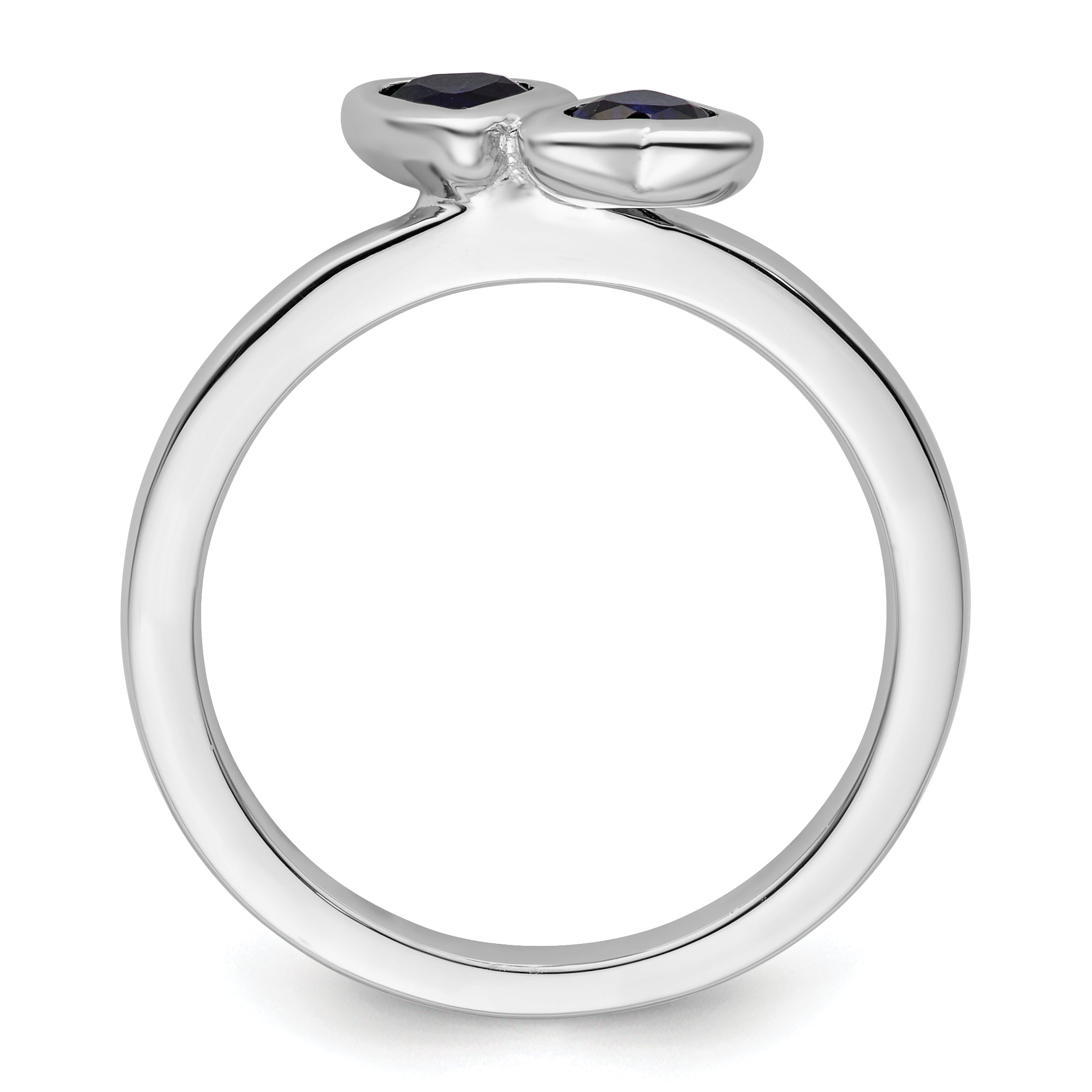 Sterlingsilber Stapelbar Expressions Cr. Saphir Doppelt Herz Ring