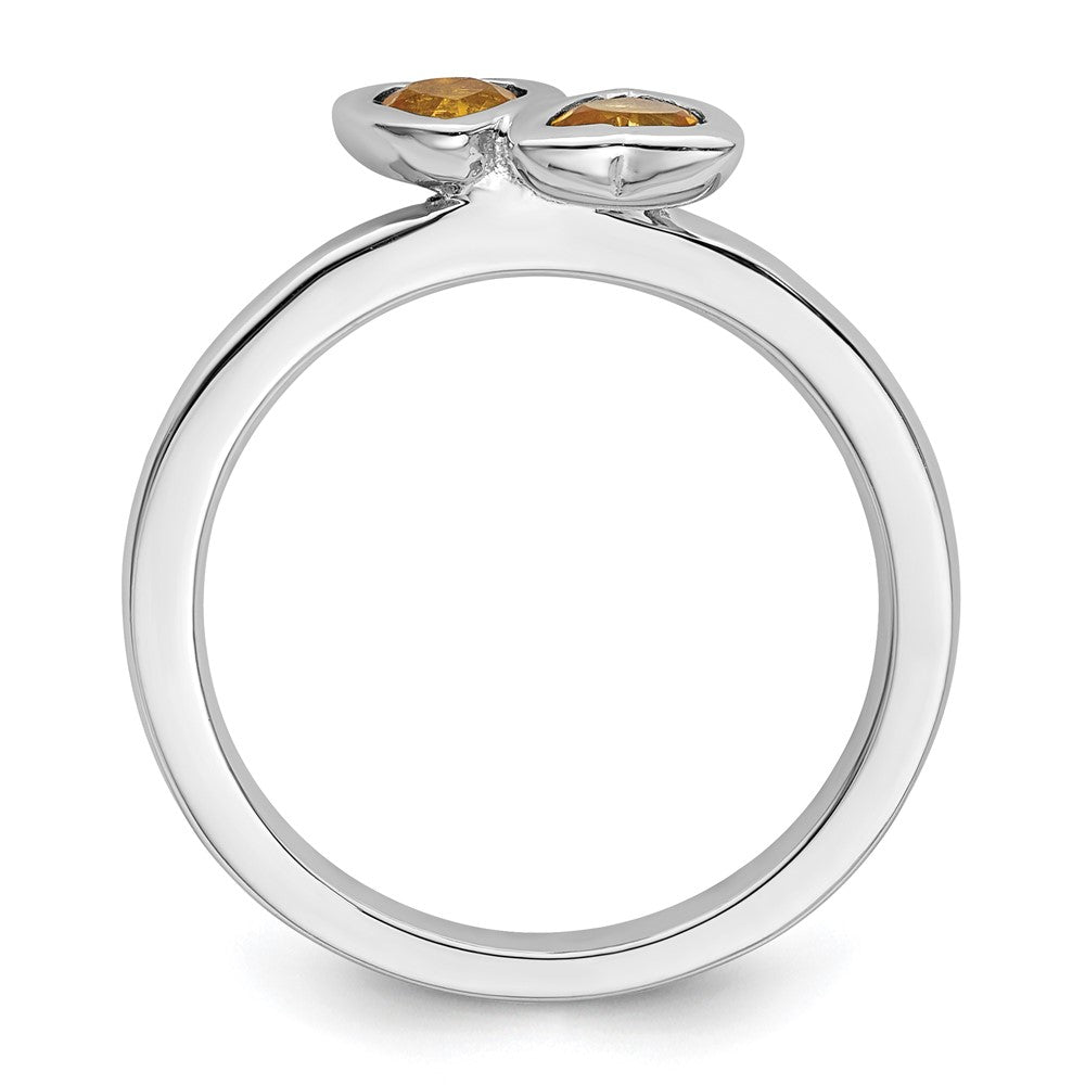 Sterlingsilber Stapelbar Expressions Citrin Doppelt Herz Ring