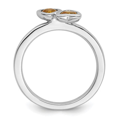 Sterlingsilber Stapelbar Expressions Citrin Doppelt Herz Ring