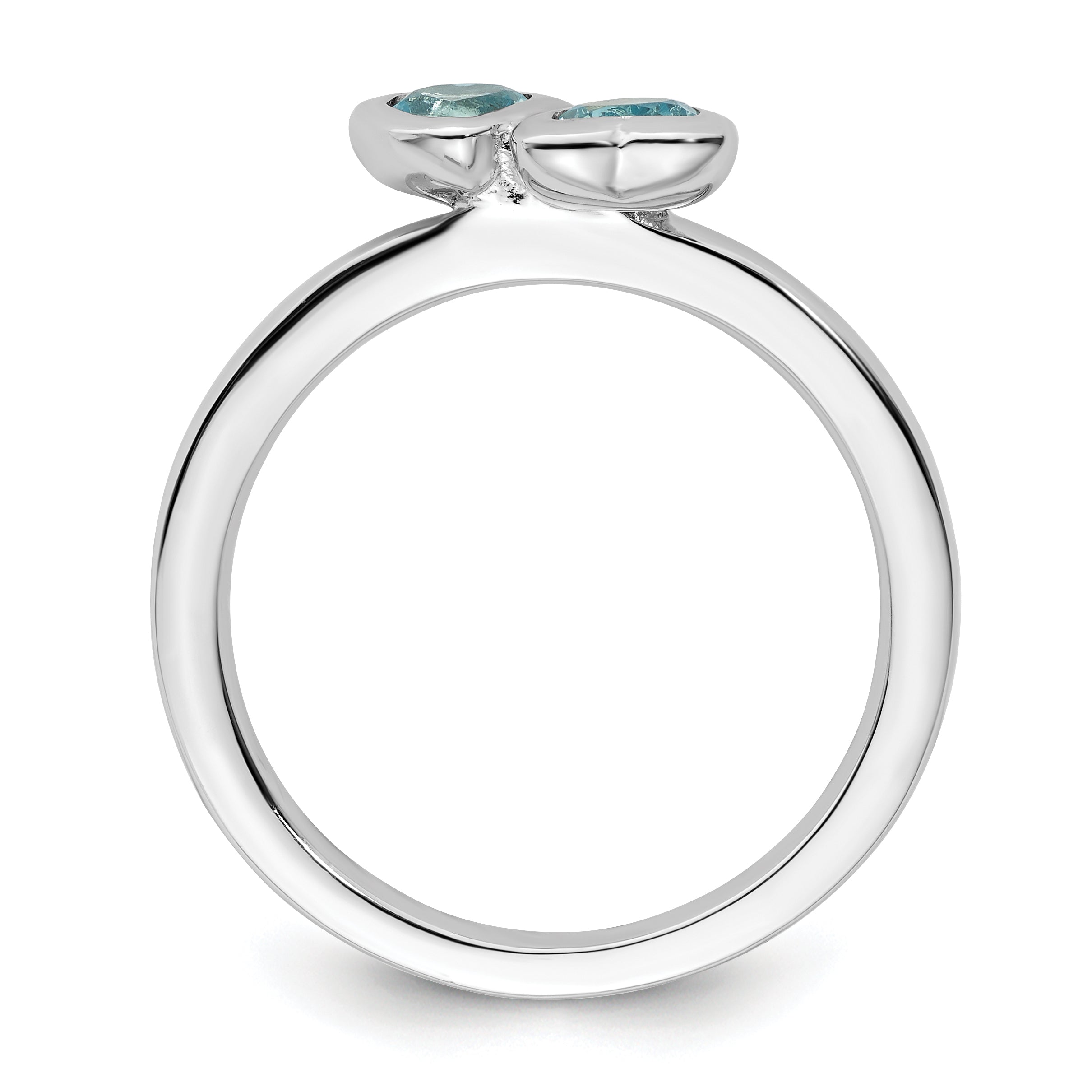 Sterlingsilber Stapelbar Expressions Blautopas Doppelt Herz Ring