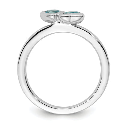 Sterlingsilber Stapelbar Expressions Blautopas Doppelt Herz Ring