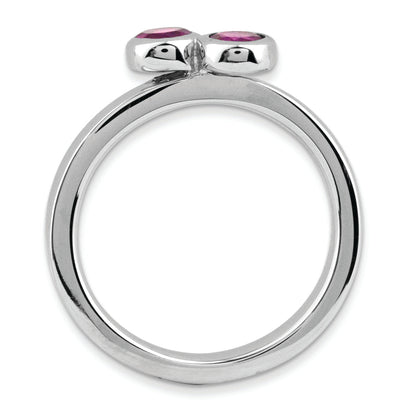 Sterlingsilber Stapelbar Expressions Dbl Rund Rhodolith Granat Ring