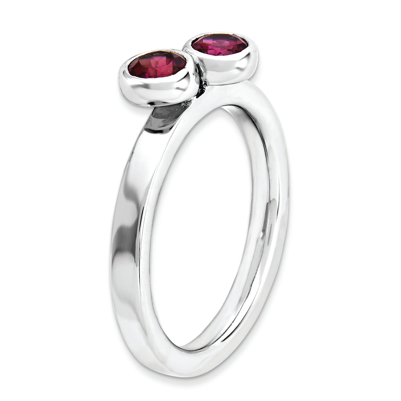 Sterlingsilber Stapelbar Expressions Dbl Rund Rhodolith Granat Ring