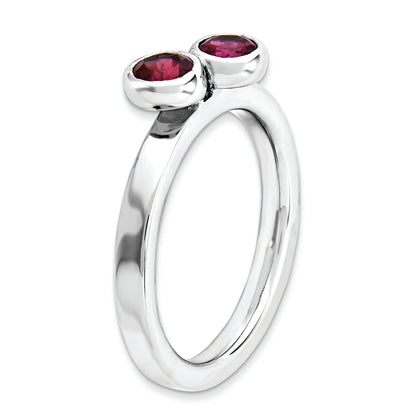 Sterlingsilber Stapelbar Expressions Dbl Rund Rhodolith Granat Ring