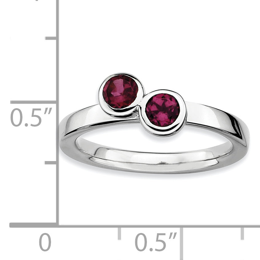 Sterlingsilber Stapelbar Expressions Dbl Rund Rhodolith Granat Ring