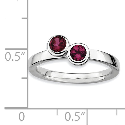 Sterlingsilber Stapelbar Expressions Dbl Rund Rhodolith Granat Ring