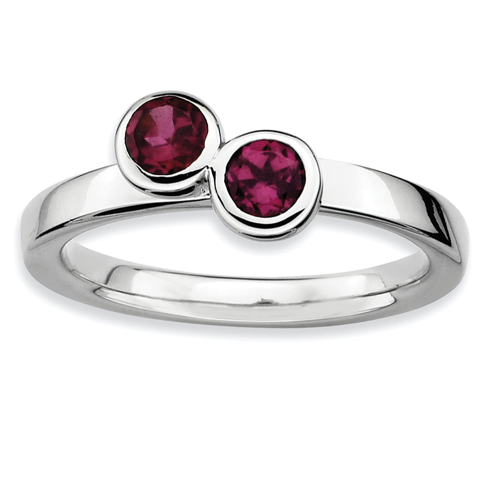 Sterlingsilber Stapelbar Expressions Dbl Rund Rhodolith Granat Ring