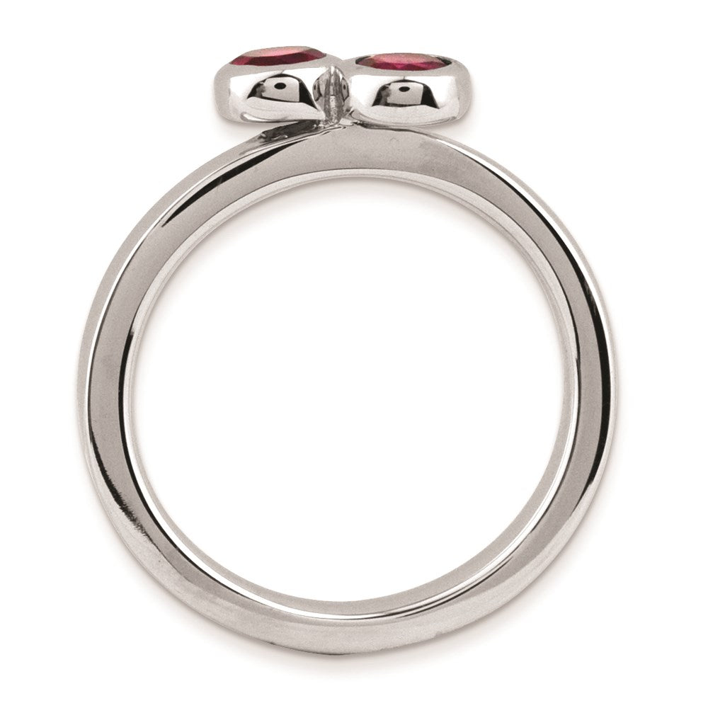 Sterlingsilber Stapelbar Expressions Dbl Rund Erzeugt Rubin Ring (size 8 Nur)