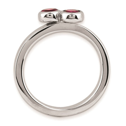 Sterlingsilber Stapelbar Expressions Dbl Rund Erzeugt Rubin Ring (size 8 Nur)