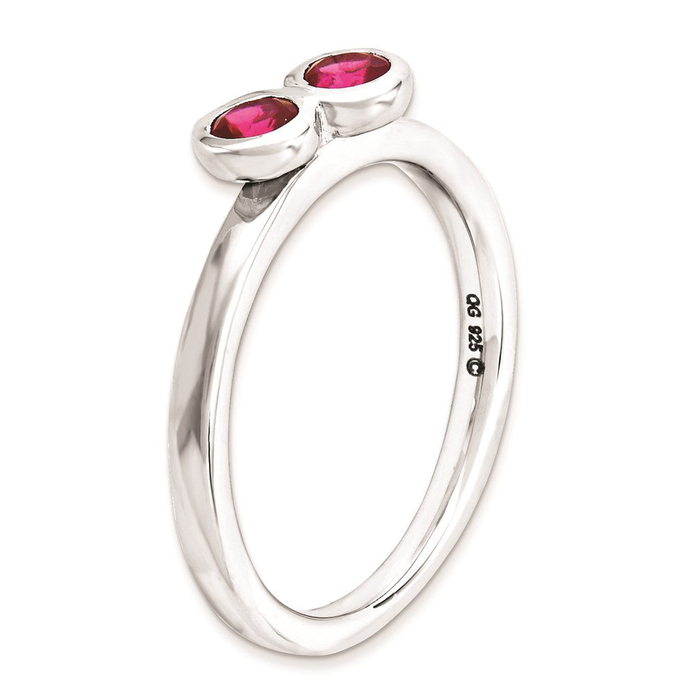 Sterlingsilber Stapelbar Expressions Dbl Rund Erzeugt Rubin Ring (size 8 Nur)
