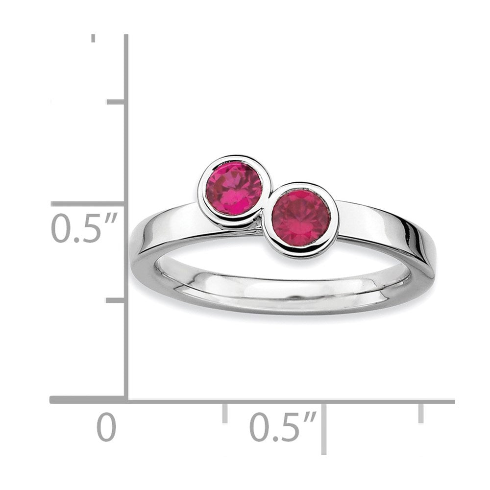 Sterlingsilber Stapelbar Expressions Dbl Rund Erzeugt Rubin Ring (size 8 Nur)