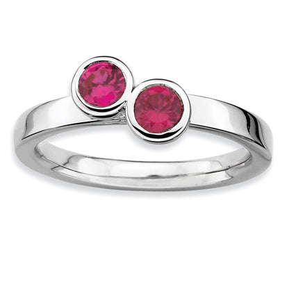Sterlingsilber Stapelbar Expressions Dbl Rund Erzeugt Rubin Ring (size 8 Nur)