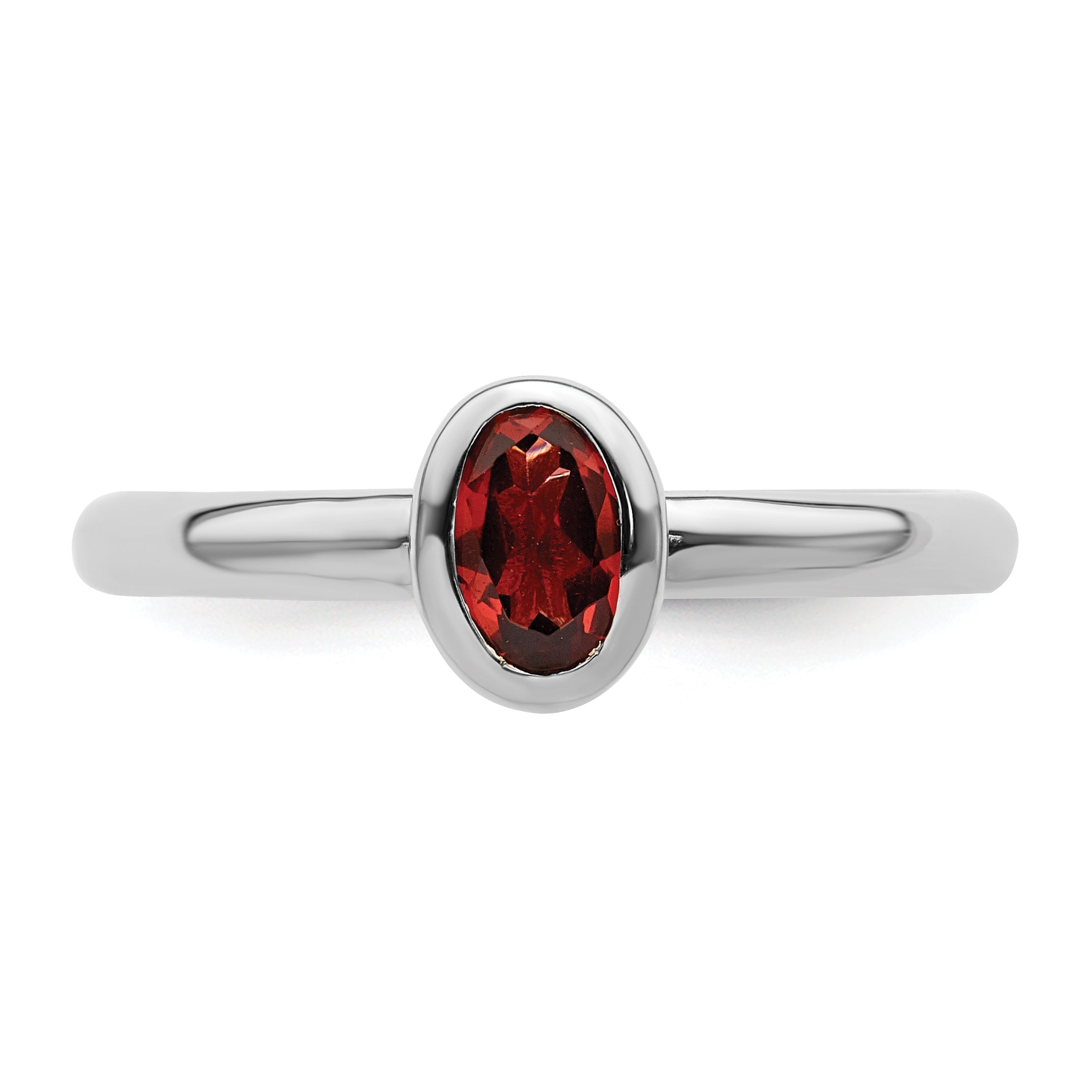 Sterlingsilber Stapelbar Expressions Oval Granat Ring